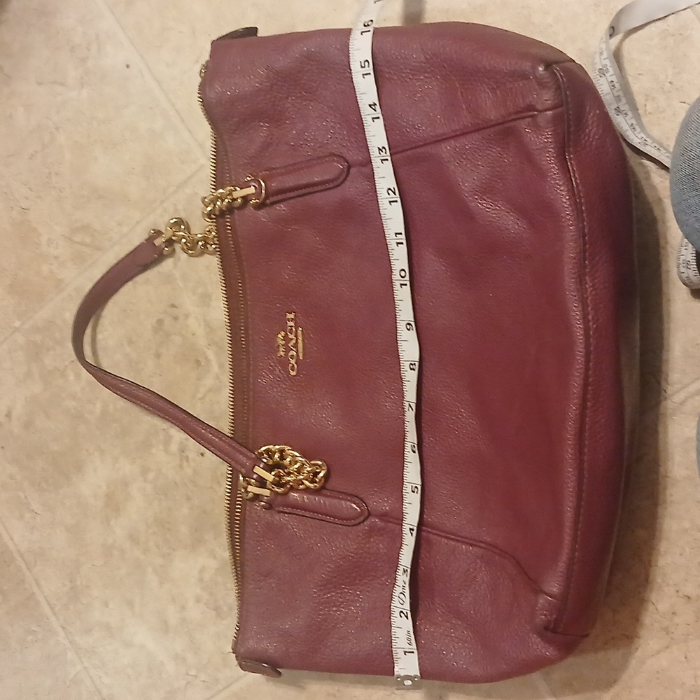 Coach Purple Pebble Leather Ava Chain Tote - Picture 9 of 16